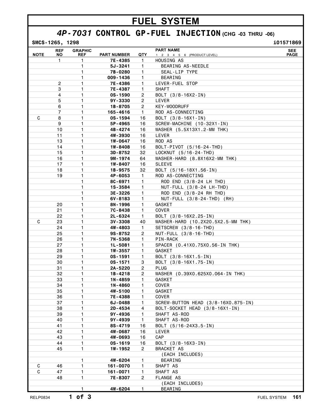 9Y-4939 SHAFT AS-ROD CAT parts manual diagram