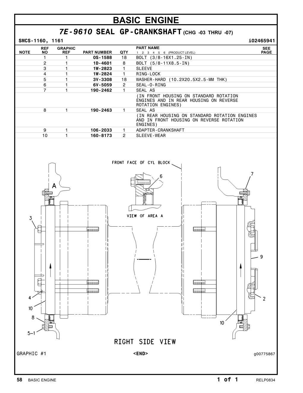 1W-2823 SLEEVE CAT parts manual diagram