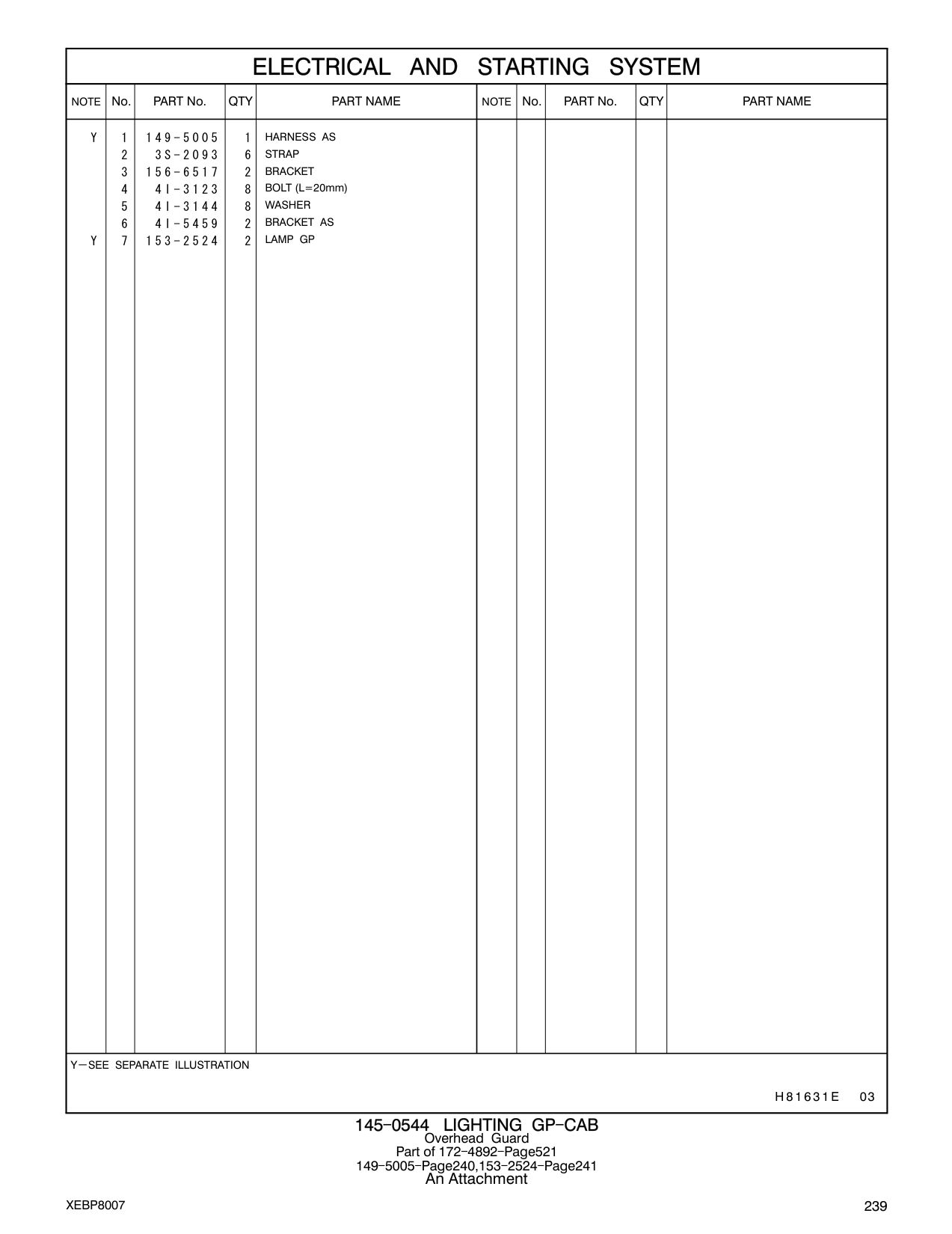 153-2524 LAMP GP CAT parts manual diagram