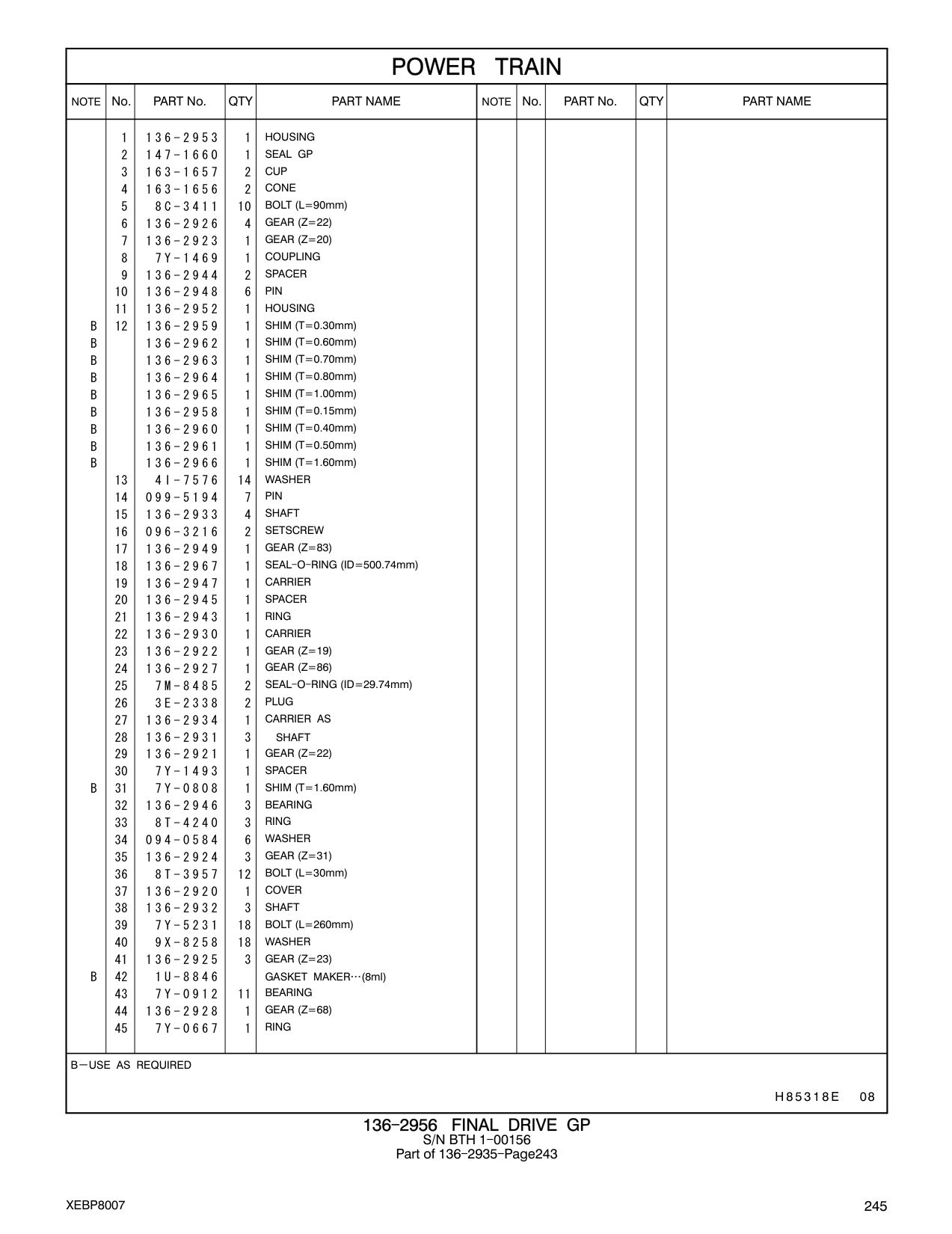 9X-8258 WASHER CAT parts manual diagram
