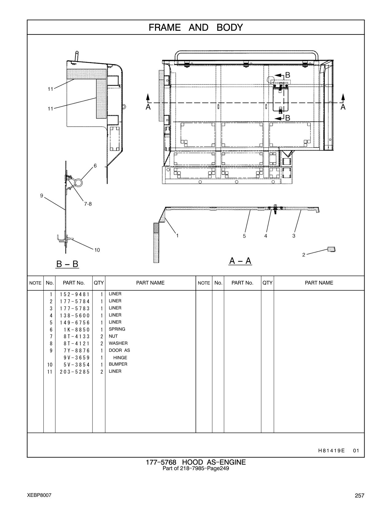 177-5783 LINER CAT parts manual diagram