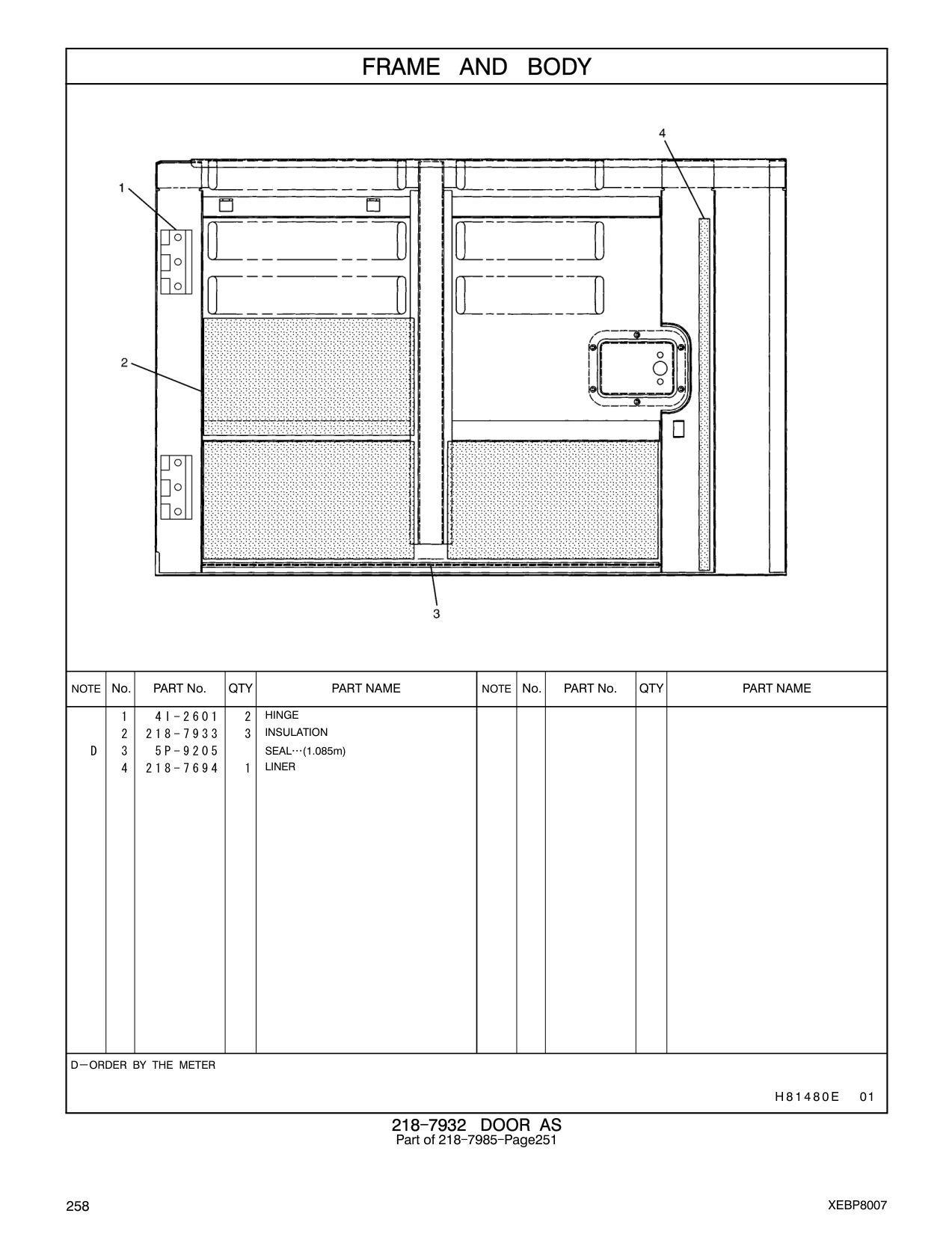 218-7694 LINER CAT parts manual diagram