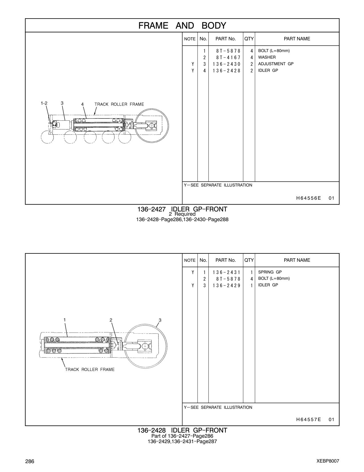 136-2429 IDLER GP CAT parts manual diagram