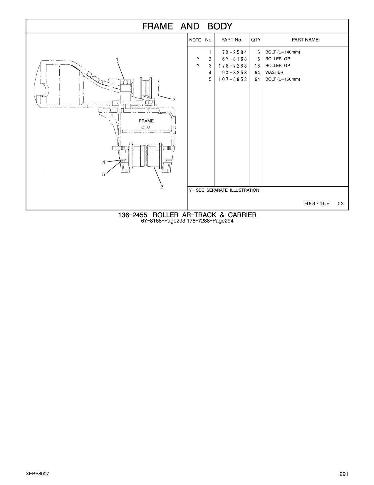 178-7288 ROLLER GP CAT parts manual diagram