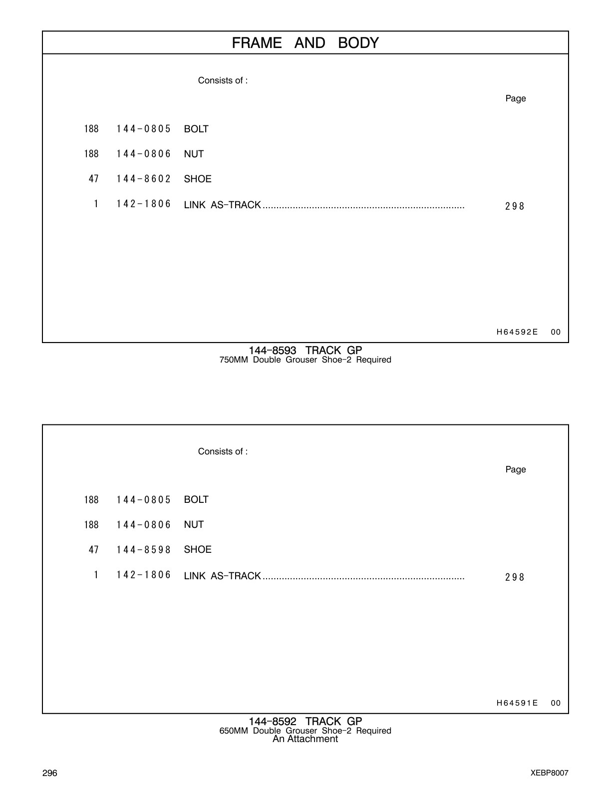 144-8598 SHOE CAT parts manual diagram
