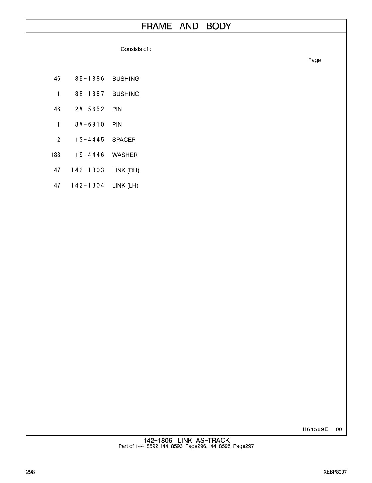 8E-1886 BUSHING CAT parts manual diagram
