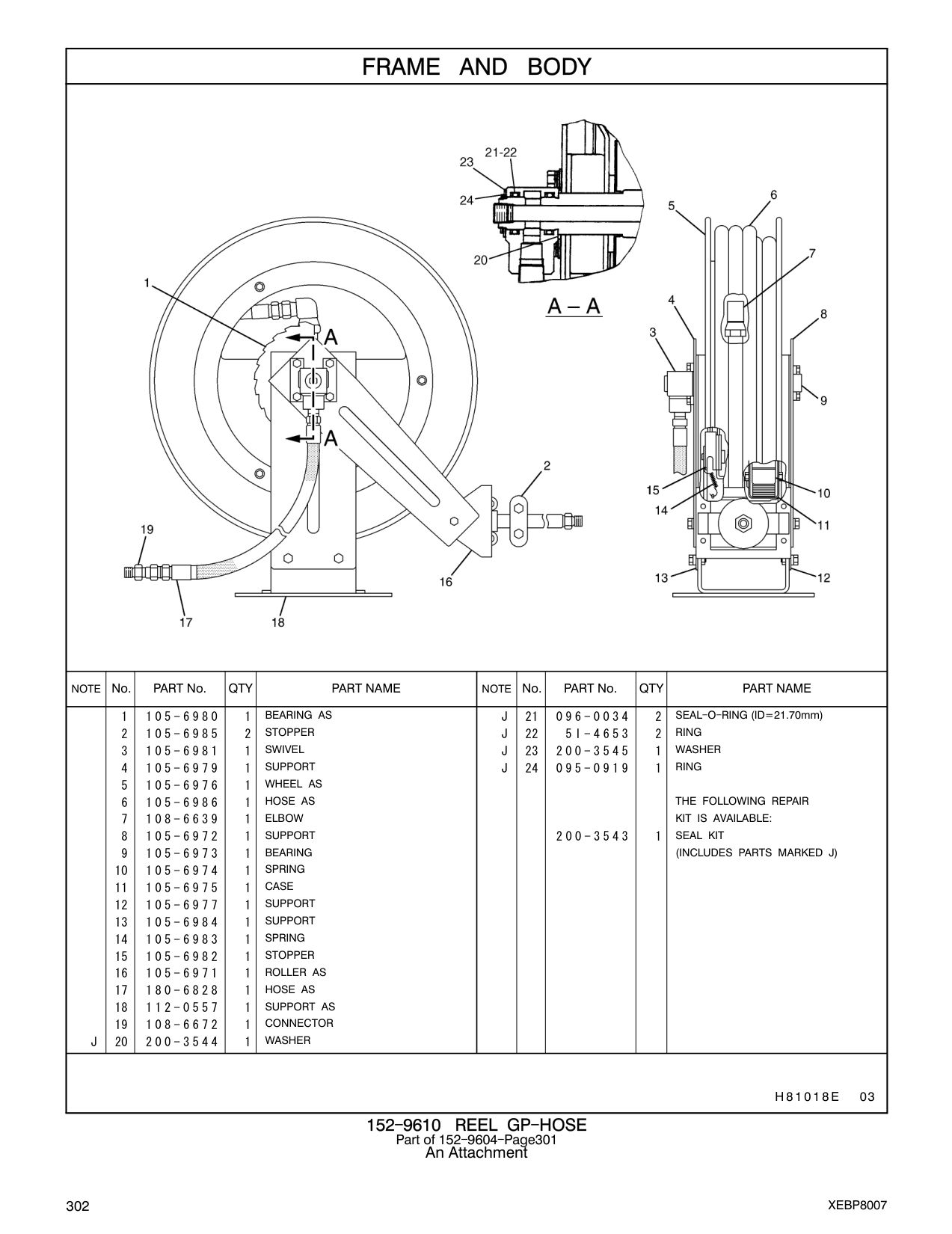 105-6971 ROLLER AS CAT parts manual diagram