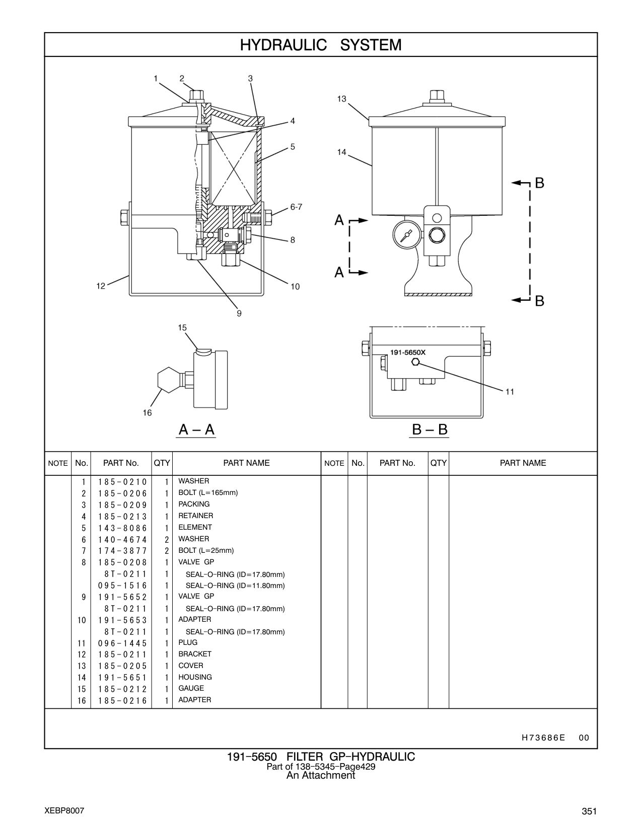 185-0212 GAUGE CAT parts manual diagram