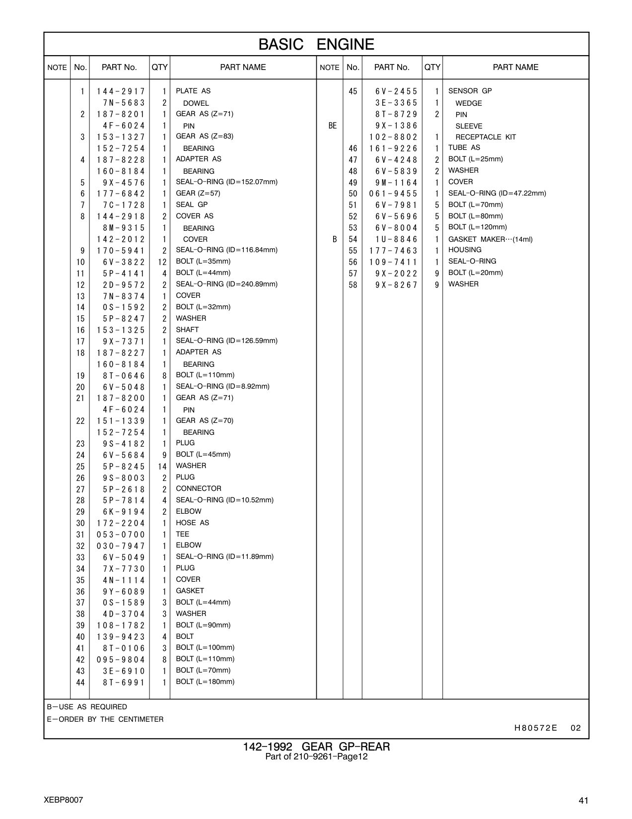 9X-4576 SEAL-O-RING (ID=152.07mm) 49 9M-1164 1 COVER CAT parts manual diagram