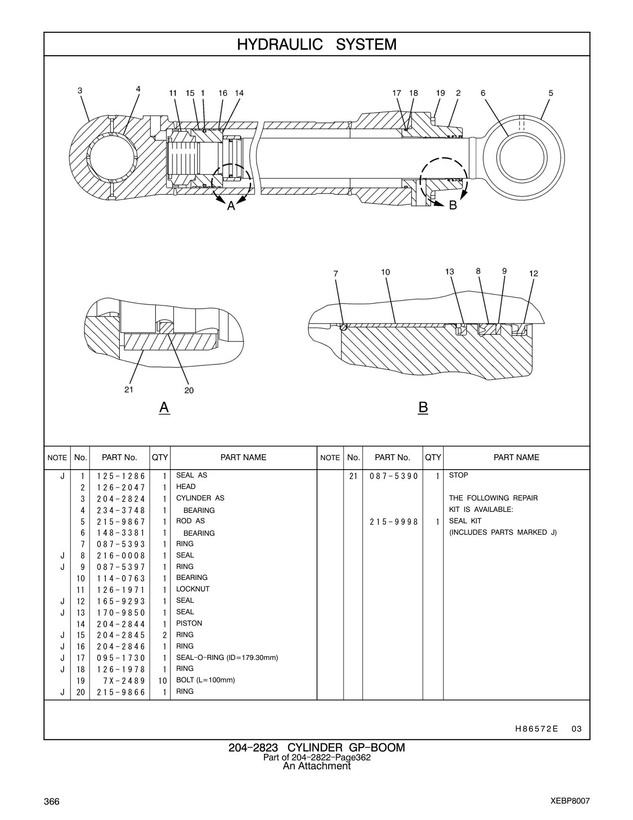 234-3748 BEARING 22 093-0373 1 SPACER CAT parts manual diagram