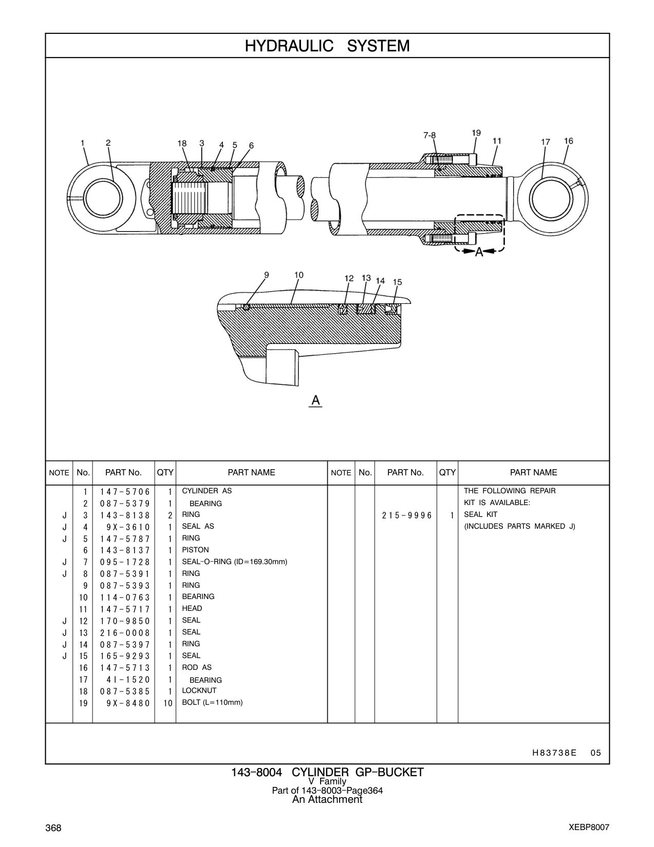 9X-8480 BOLT (L=110mm) CAT parts manual diagram