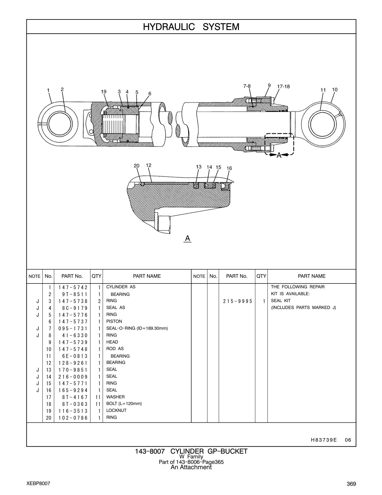 9T-8511 BEARING KIT IS AVAILABLE: CAT parts manual diagram