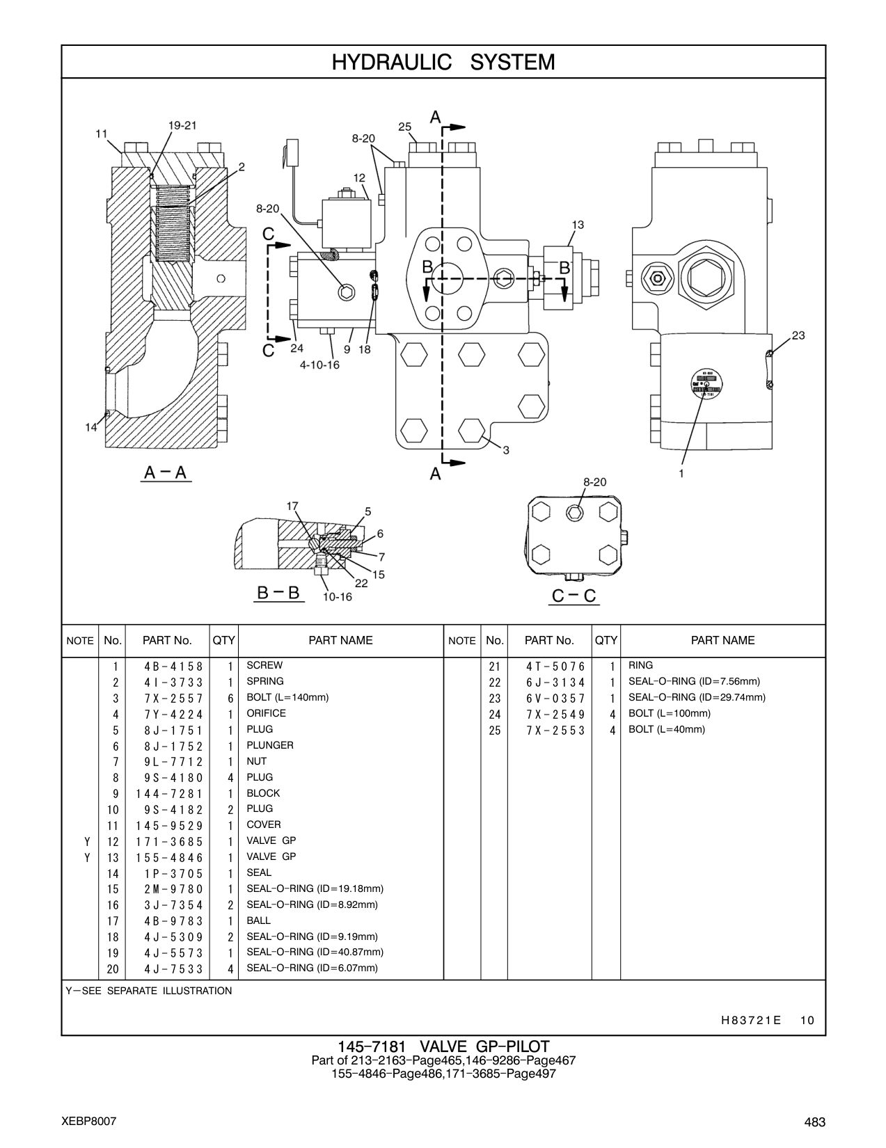 4I-3733 SPRING 22 6J-3134 1 SEAL-O-RING (ID=7.56mm) CAT parts manual diagram