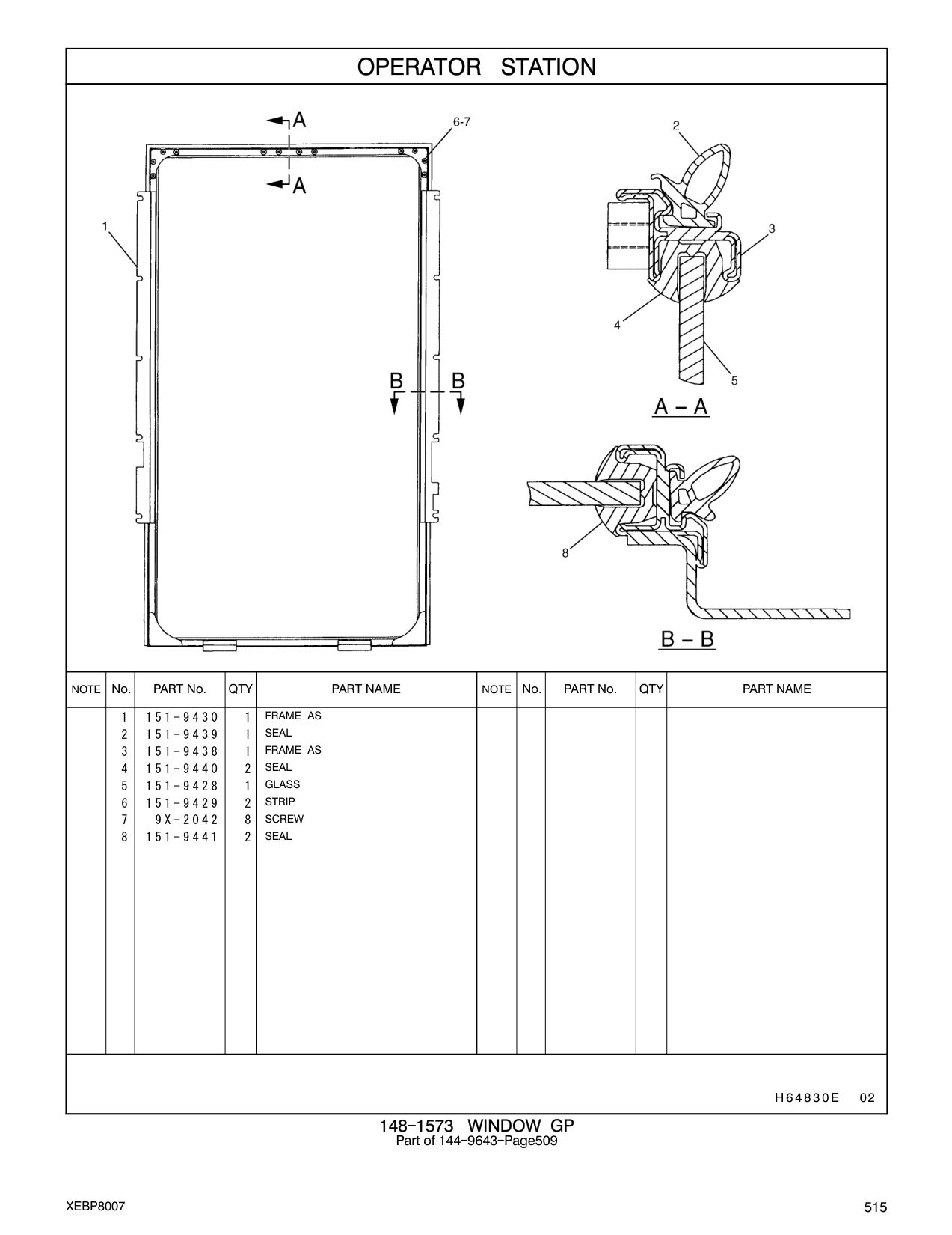 151-9429 STRIP CAT parts manual diagram