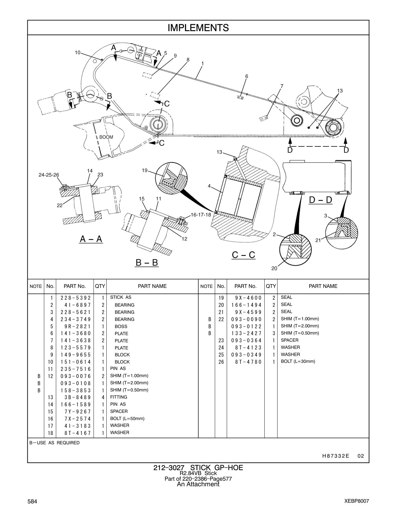 228-5392 STICK AS 19 9X-4600 2 SEAL CAT parts manual diagram
