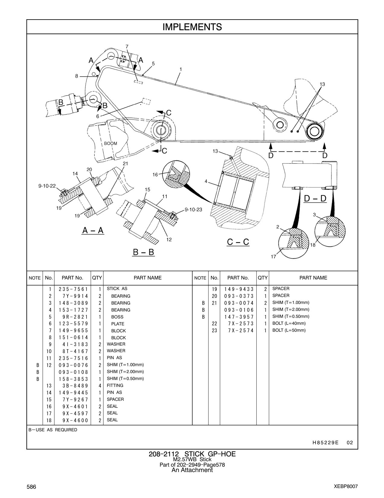 235-7561 STICK AS 19 149-9433 2 SPACER CAT parts manual diagram