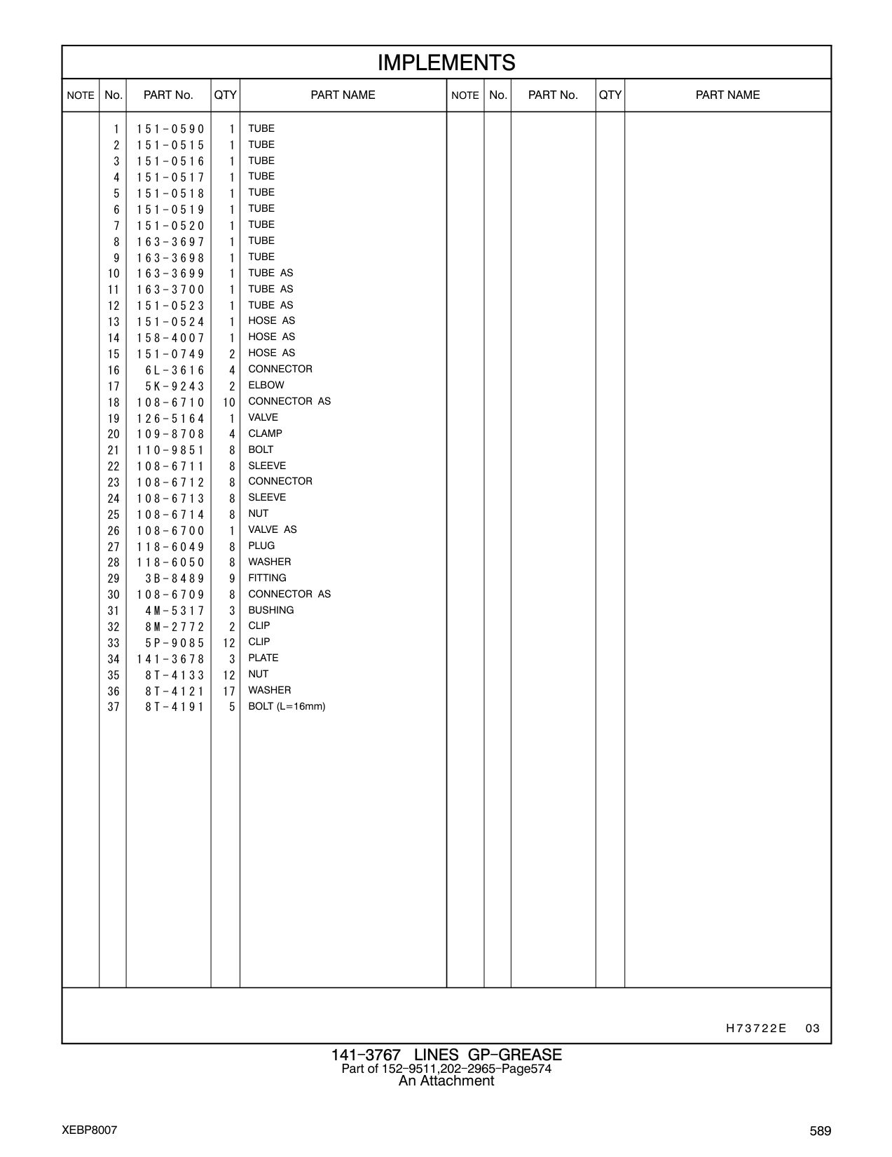 151-0518 TUBE CAT parts manual diagram