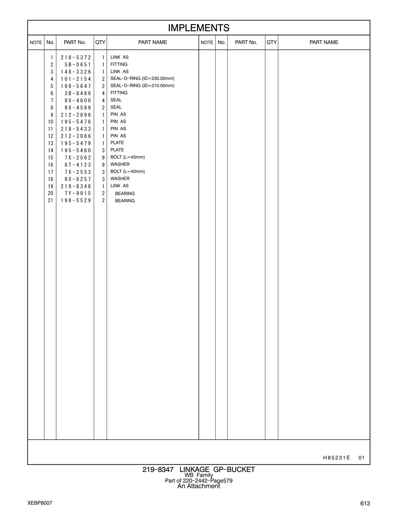 219-8348 LINK AS CAT parts manual diagram