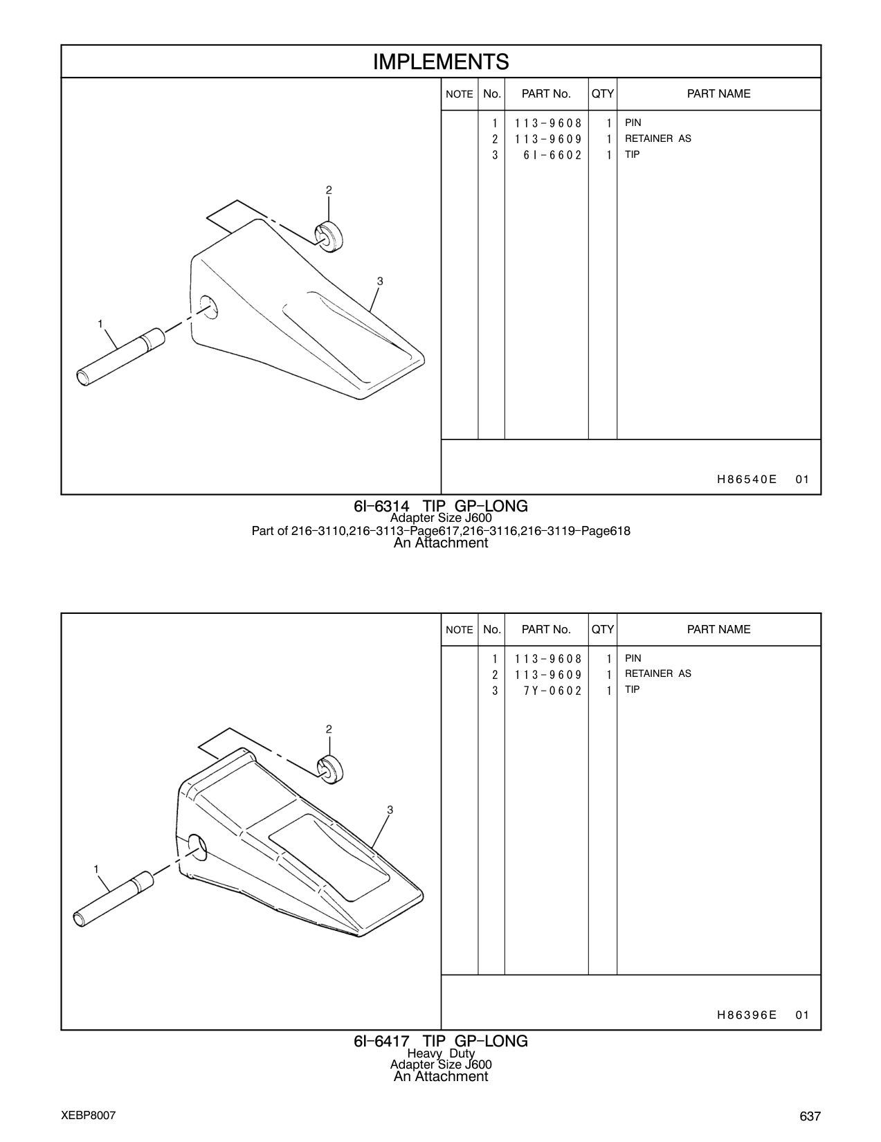 113-9608 PIN CAT parts manual diagram