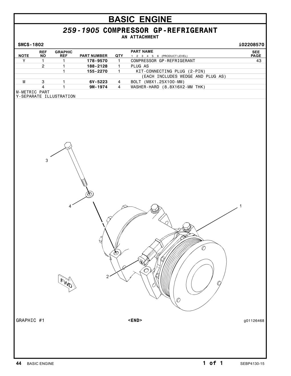 178-9570 COMPRESSOR GP-REFRIGERANT CAT parts manual diagram