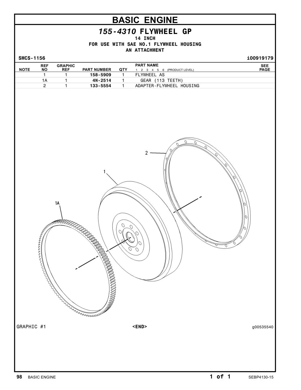 158-5909 FLYWHEEL AS CAT parts manual diagram