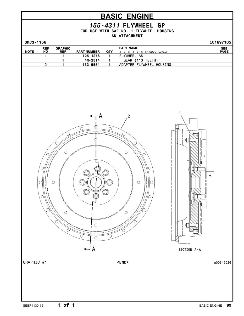 125-1276 FLYWHEEL AS CAT parts manual diagram