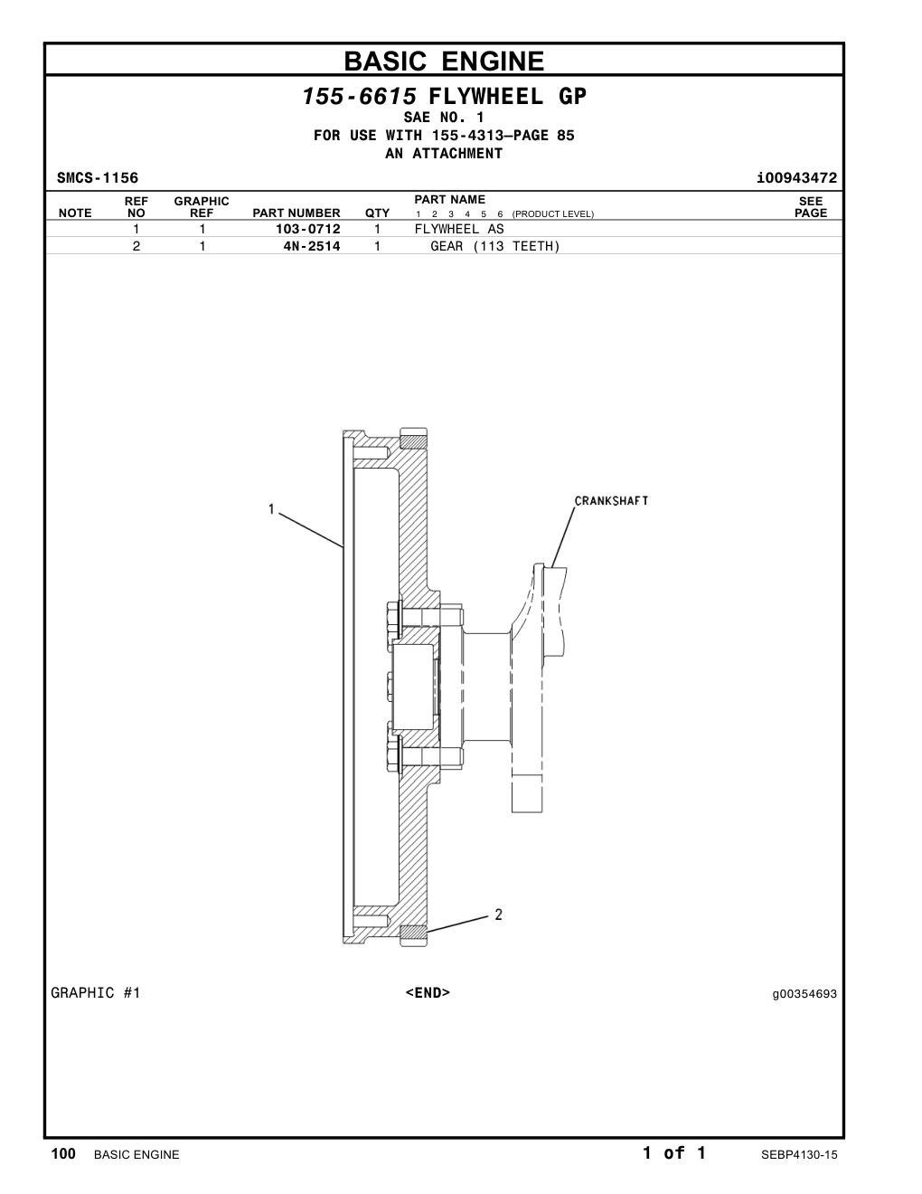 103-0712 FLYWHEEL AS CAT parts manual diagram