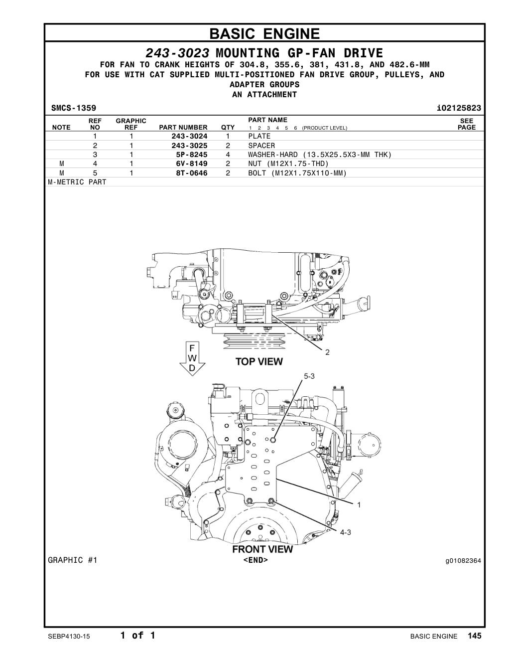 243-3025 SPACER CAT parts manual diagram