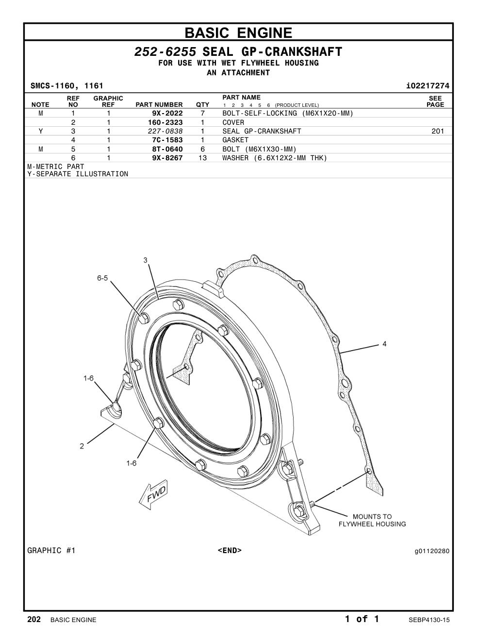 227-0838 SEAL GP-CRANKSHAFT CAT parts manual diagram