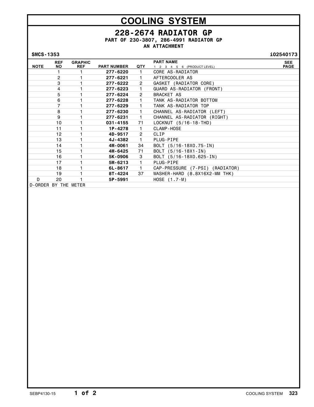 277-6221 AFTERCOOLER AS CAT parts manual diagram