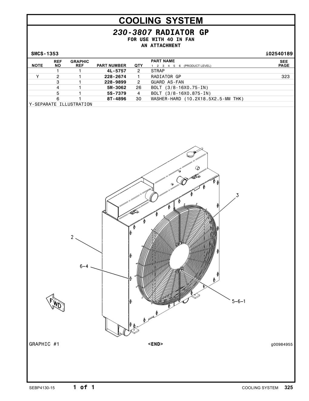 228-2674 RADIATOR GP CAT parts manual diagram