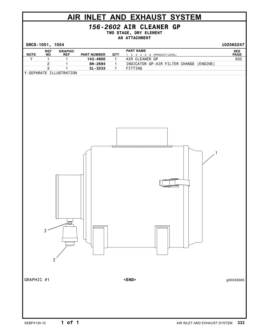 143-4800 AIR CLEANER GP CAT parts manual diagram