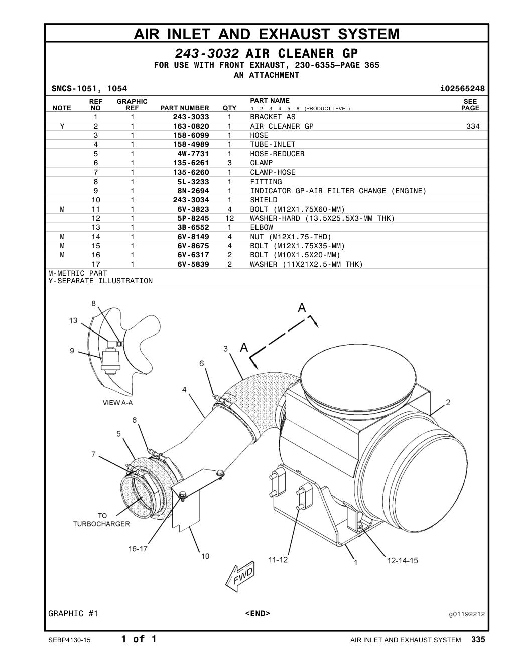 158-4989 TUBE-INLET CAT parts manual diagram