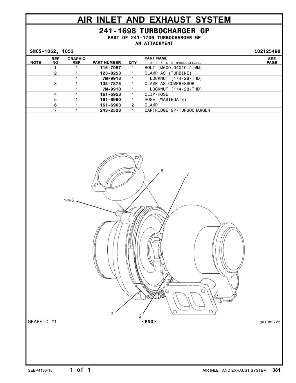 243-2528 CARTRIDGE GP-TURBOCHARGER CAT parts manual diagram
