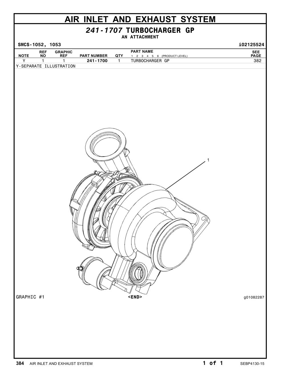 241-1700 TURBOCHARGER GP CAT parts manual diagram