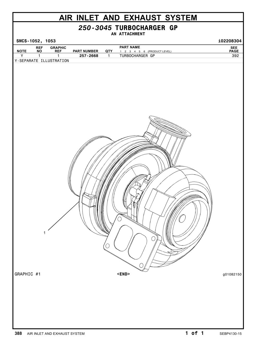 257-2668 TURBOCHARGER GP CAT parts manual diagram