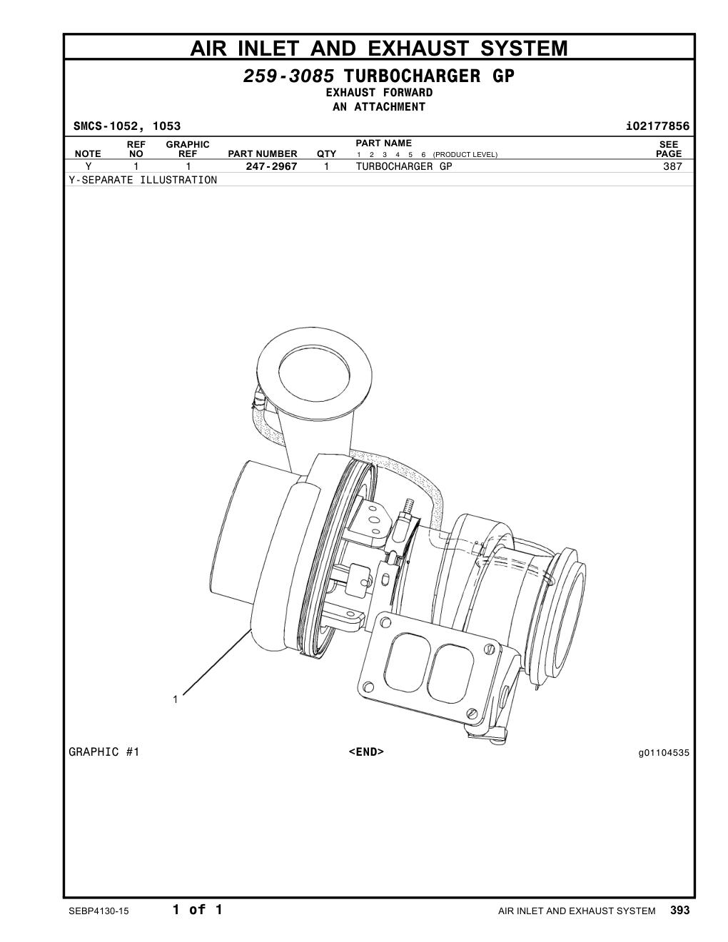 247-2967 TURBOCHARGER GP CAT parts manual diagram