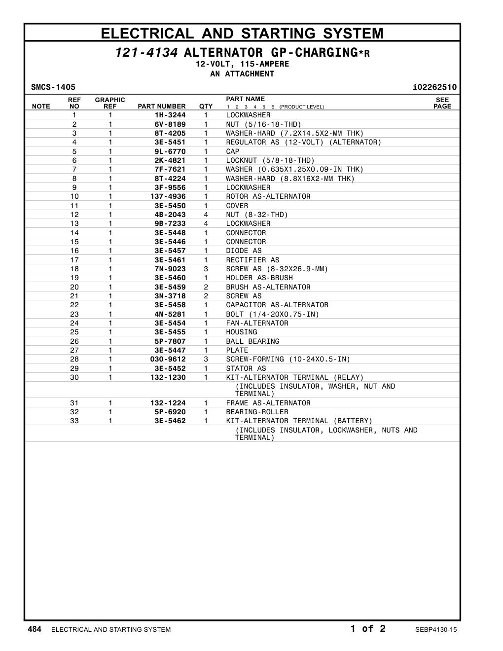 132-1224 FRAME AS-ALTERNATOR CAT parts manual diagram