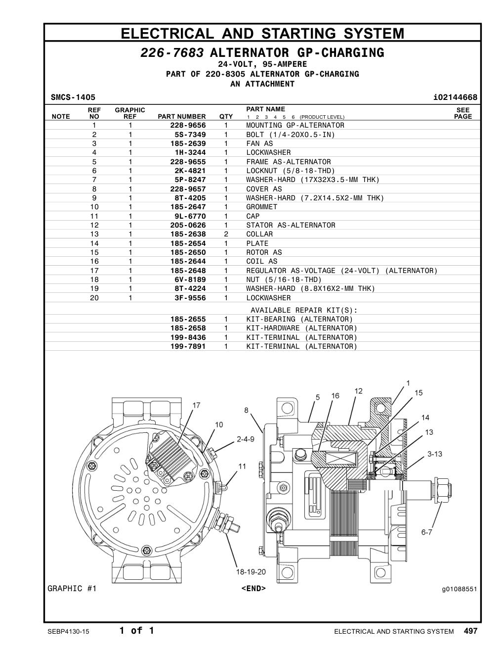228-9655 FRAME AS-ALTERNATOR CAT parts manual diagram