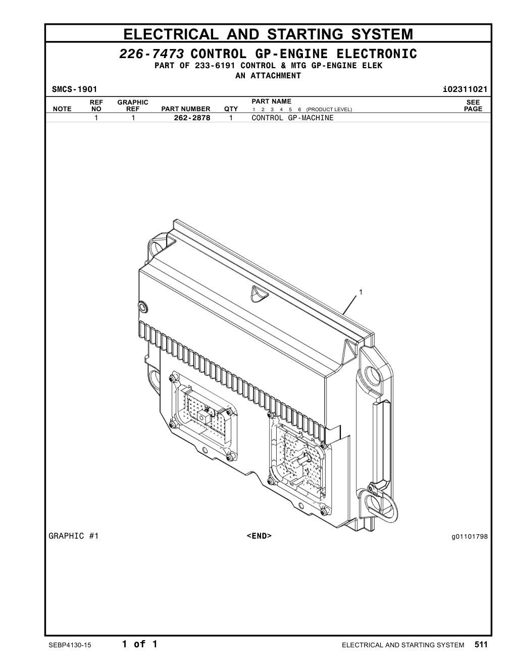 262-2878 CONTROL GP-MACHINE CAT parts manual diagram