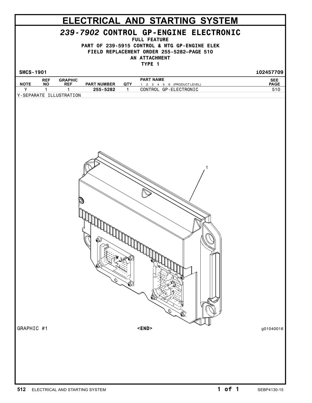 255-5282 CONTROL GP-ELECTRONIC CAT parts manual diagram