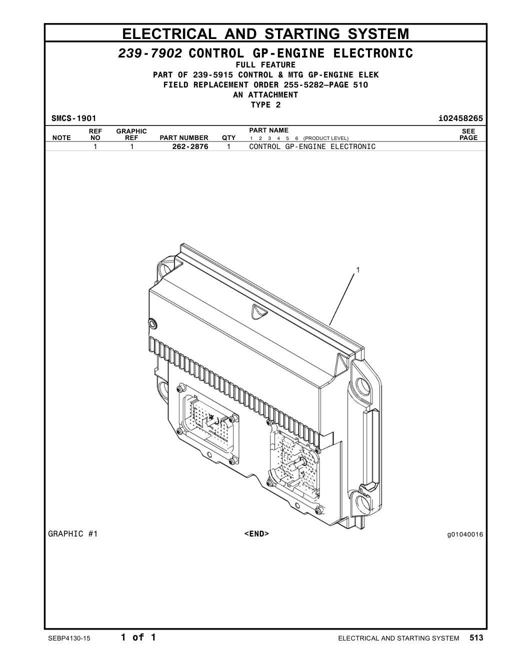 262-2876 CONTROL GP-ENGINE ELECTRONIC CAT parts manual diagram