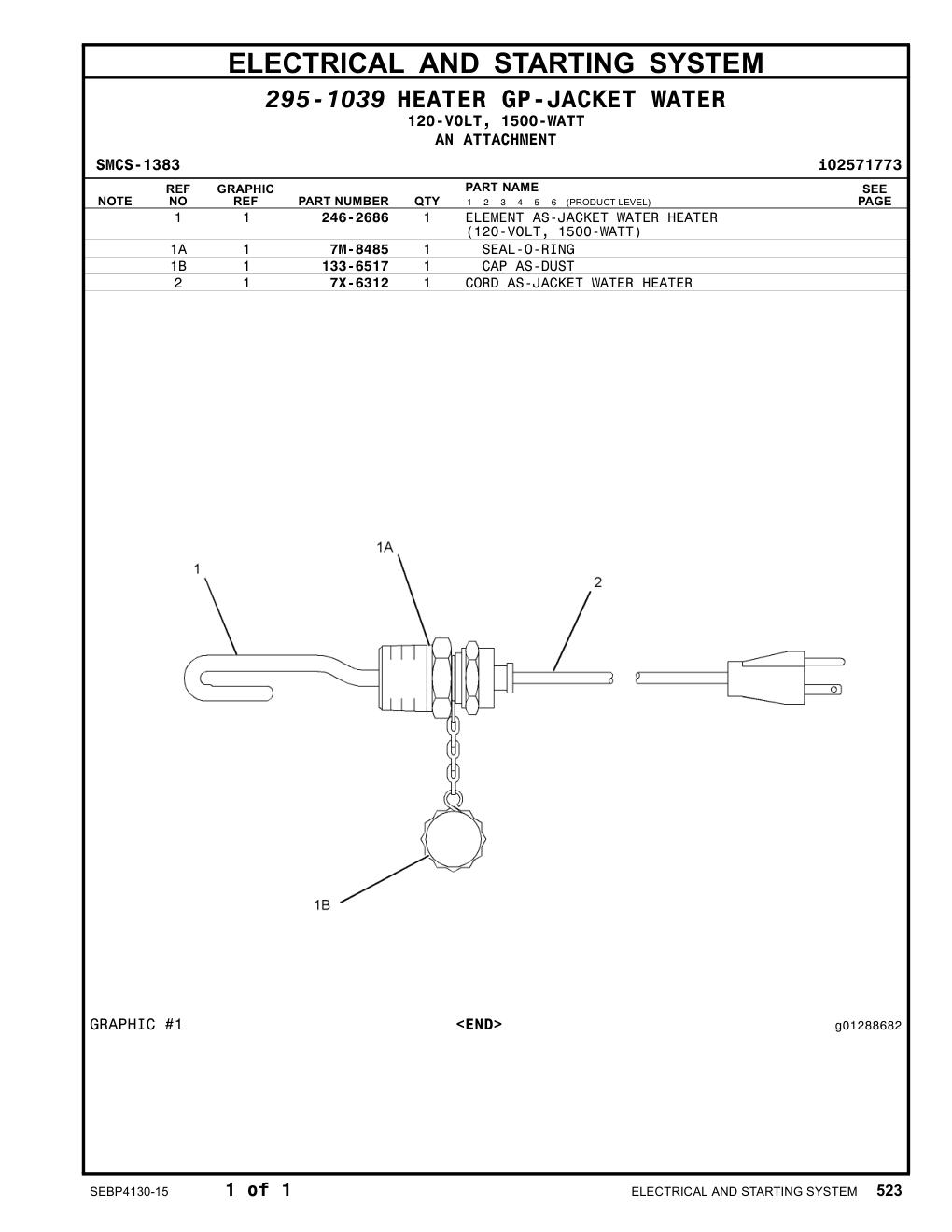 246-2686 ELEMENT AS-JACKET WATER HEATER CAT parts manual diagram