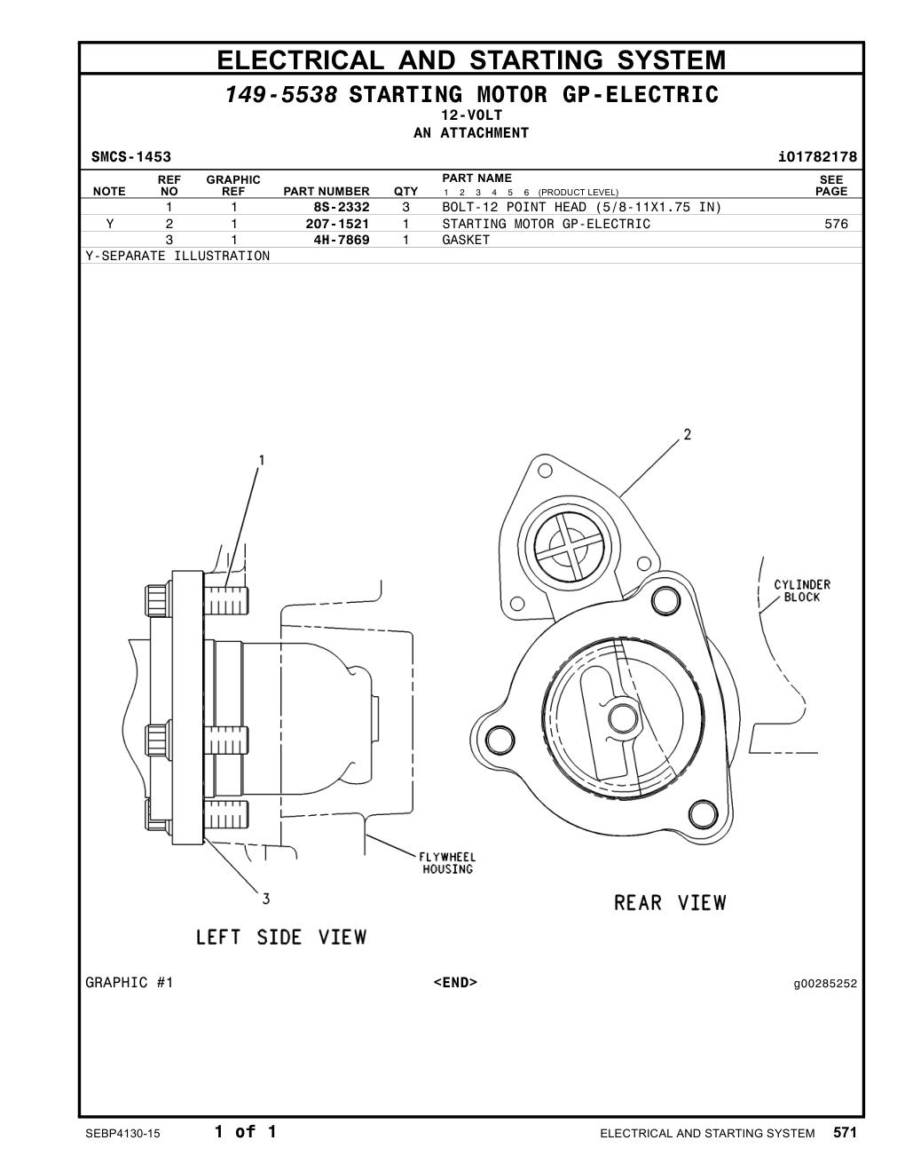 207-1521 STARTING MOTOR GP-ELECTRIC CAT parts manual diagram