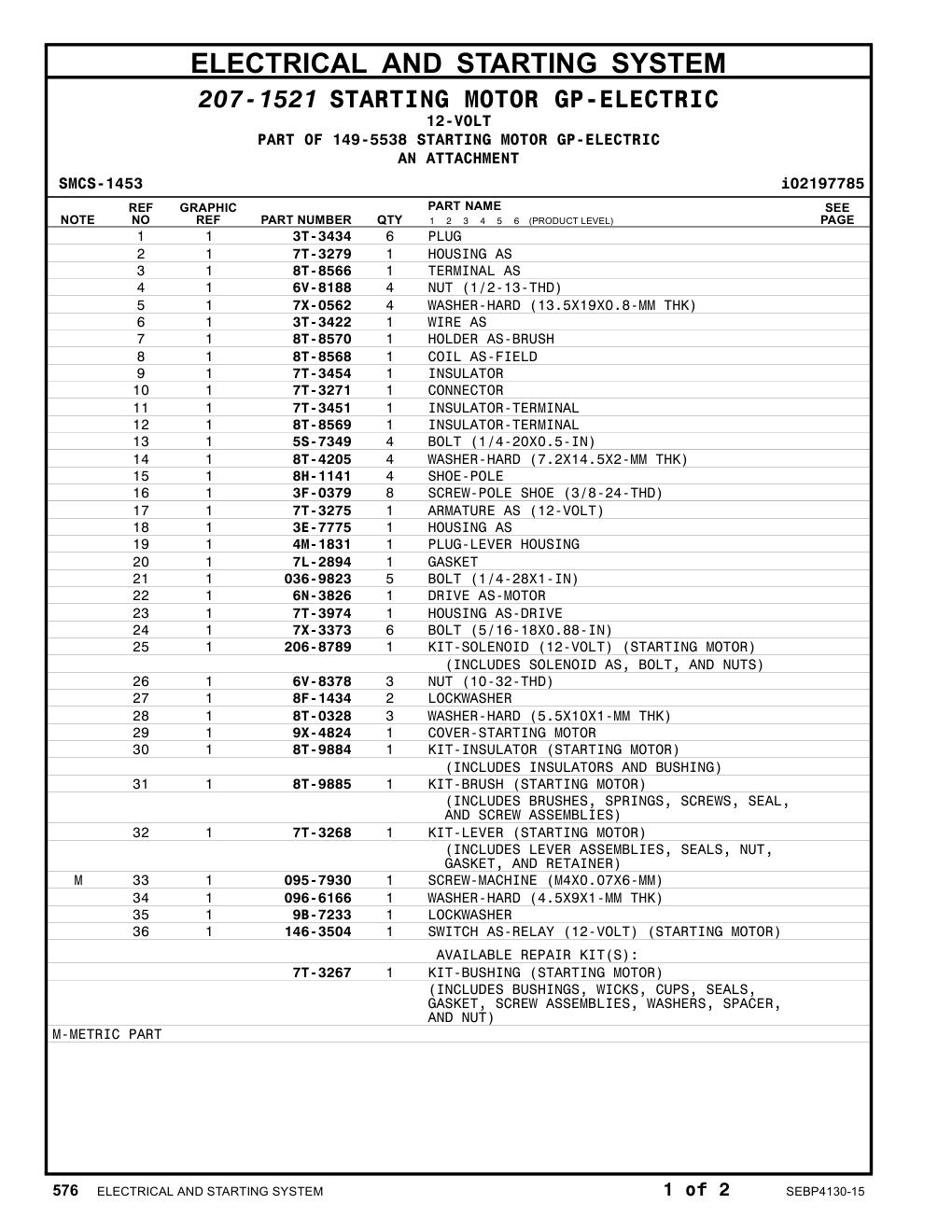 146-3504 SWITCH AS-RELAY (12-VOLT) (STARTING MOTOR) CAT parts manual diagram