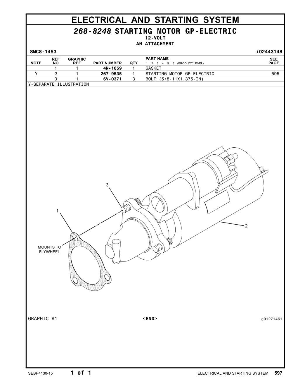 267-9535 STARTING MOTOR GP-ELECTRIC CAT parts manual diagram