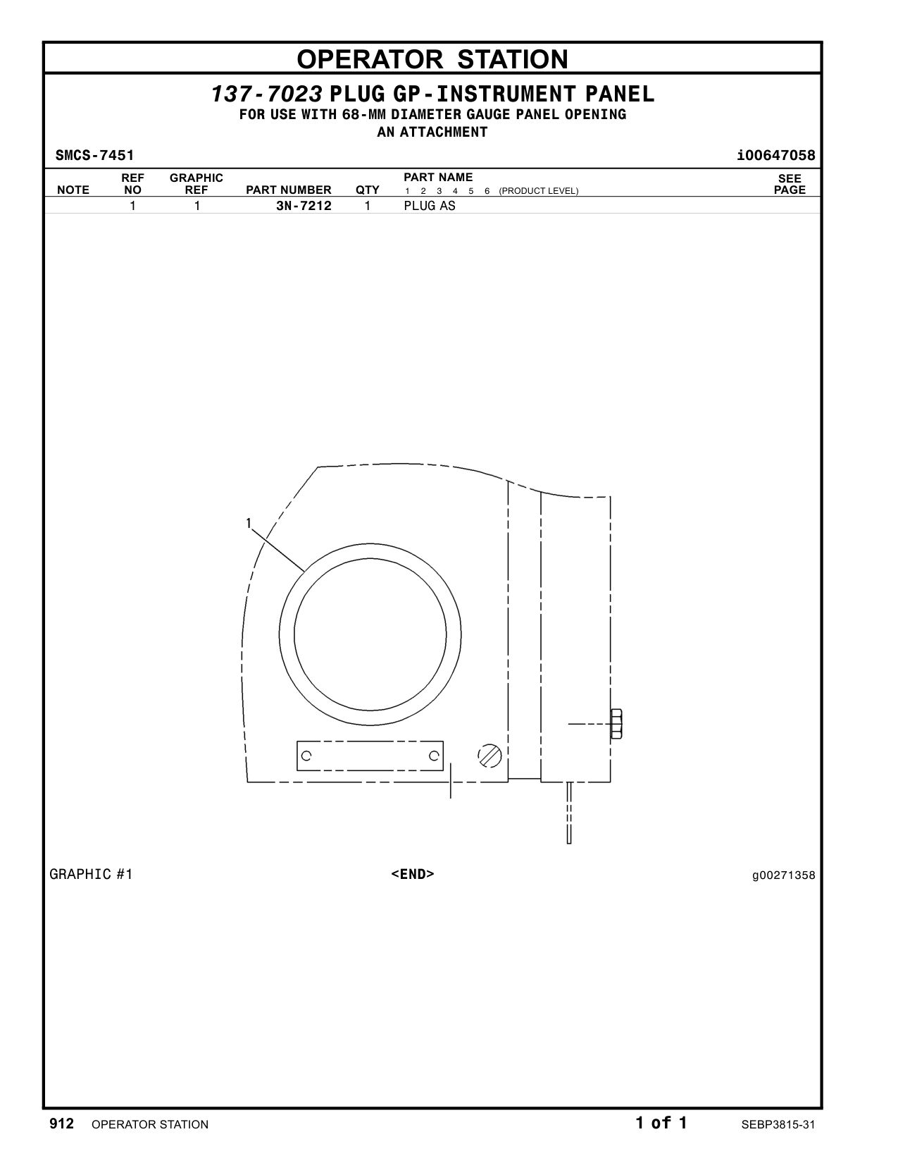 3N-7212 PLUG AS CAT parts manual diagram