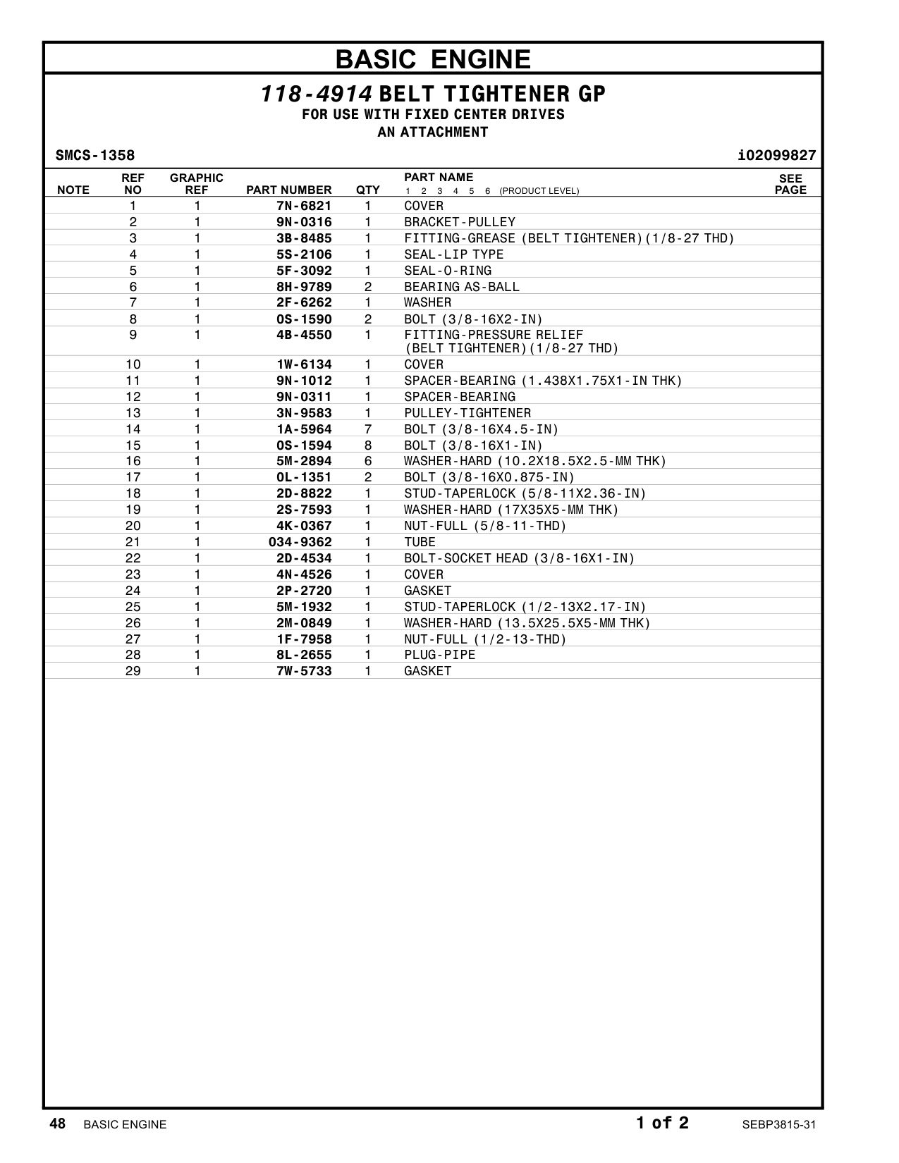 5F-3092 SEAL-O-RING CAT parts manual diagram
