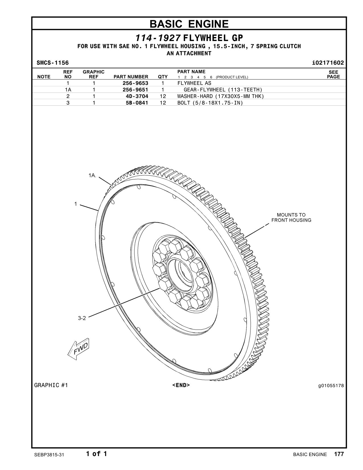 256-9653 FLYWHEEL AS CAT parts manual diagram