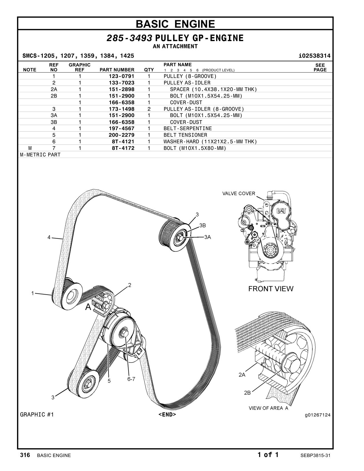 200-2279 BELTTENSIONER CAT parts manual diagram